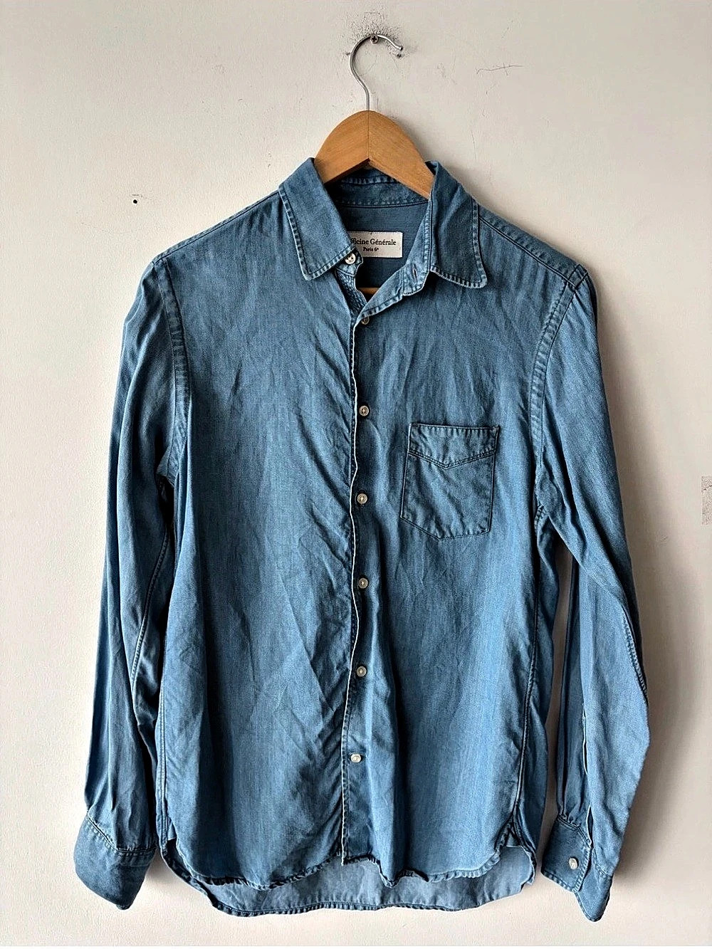 Officine Générale New Button Down Shirt Japanese Denim Blue XS